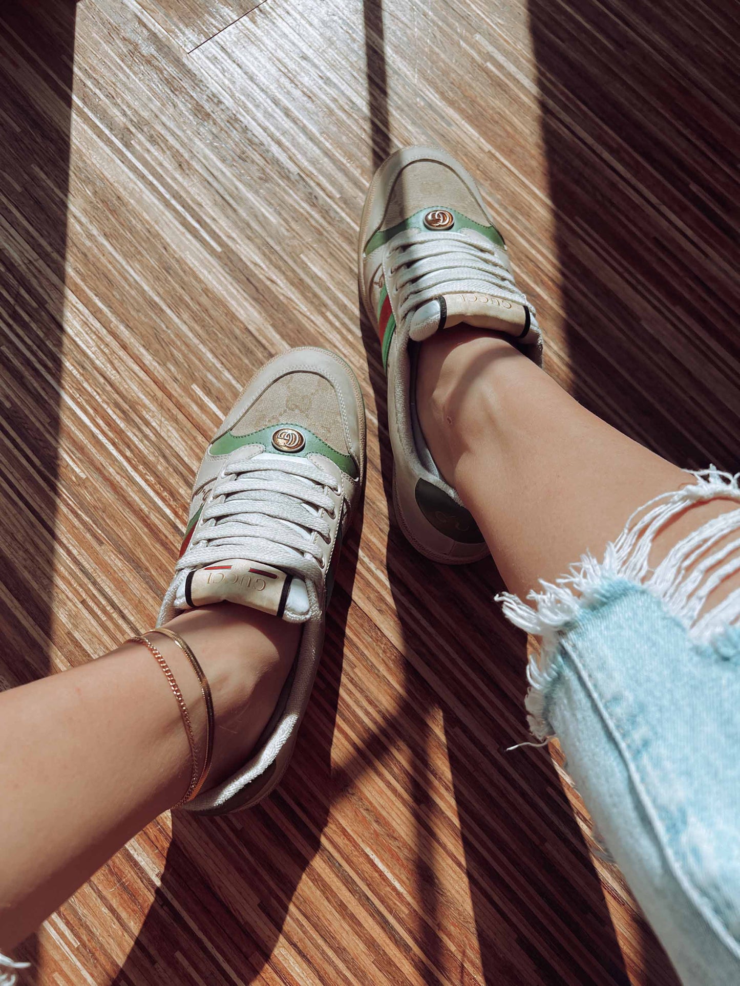 Dvoslojna "Ankle bracelet" (zlata,srebrna)